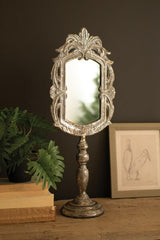 Metal Table Mirror With Pedestal