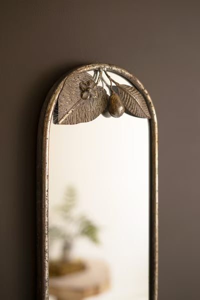 Tall Rustic Framed Mirror With Leaf Detail