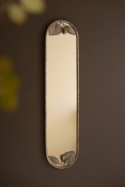 Tall Rustic Framed Mirror With Leaf Detail